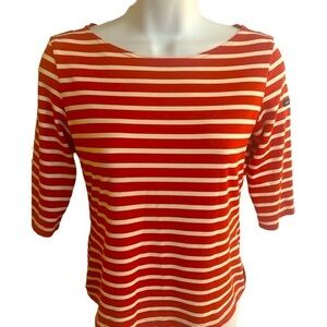 St James Sailor Tee - 6 red white striped , made in France , poly  elastane